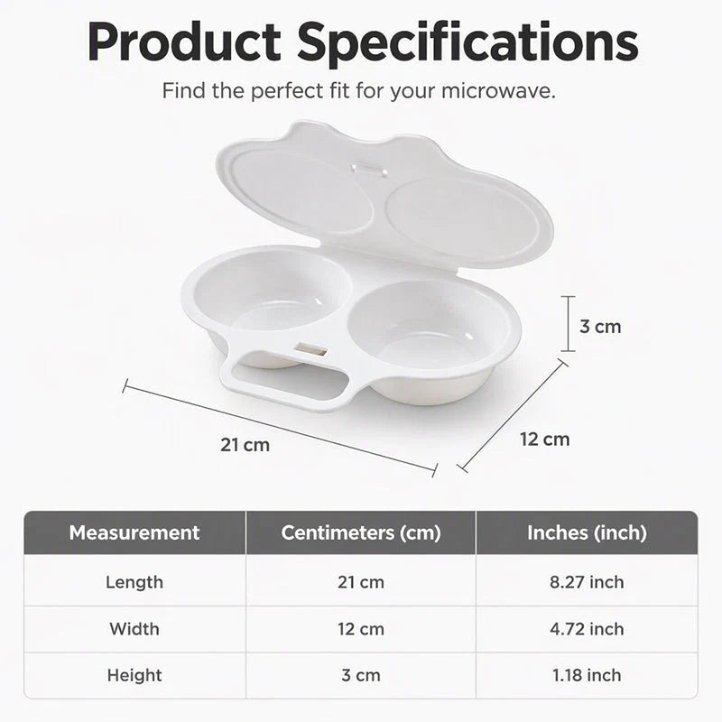 🥚 Perfect Poached Eggs in 2 Mins – No Oil, No Explosion. Microwave Egg Cooker with Splash-Proof Lid.
