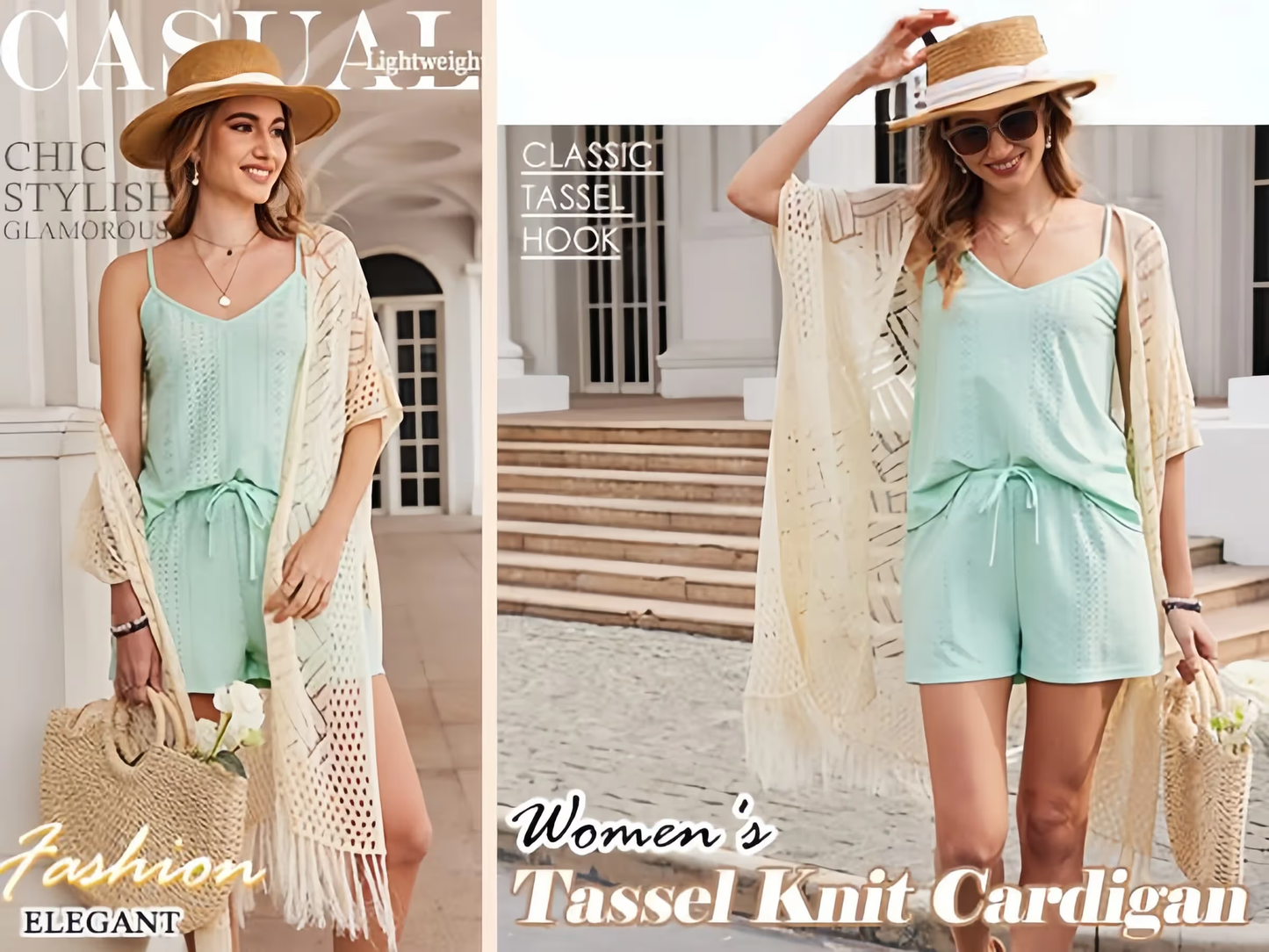 🔥Limited Time 50% Off!😍Women’s Oversized Knit Cardigan – Lightweight Crochet Tassel Kimono for Spring & Summer 🌸