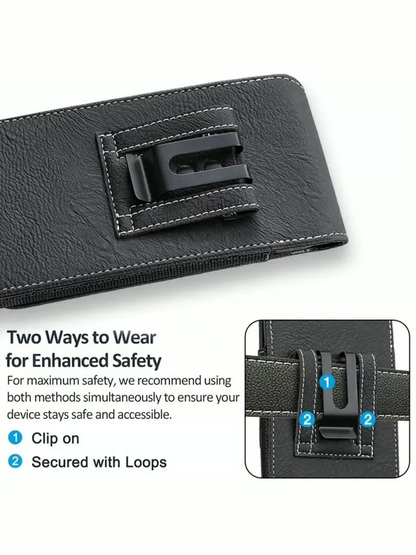 🏆 Last Day Special Price ! 🔥Premium Men's PULeather Cell Phone📱 HolsterPouch👛