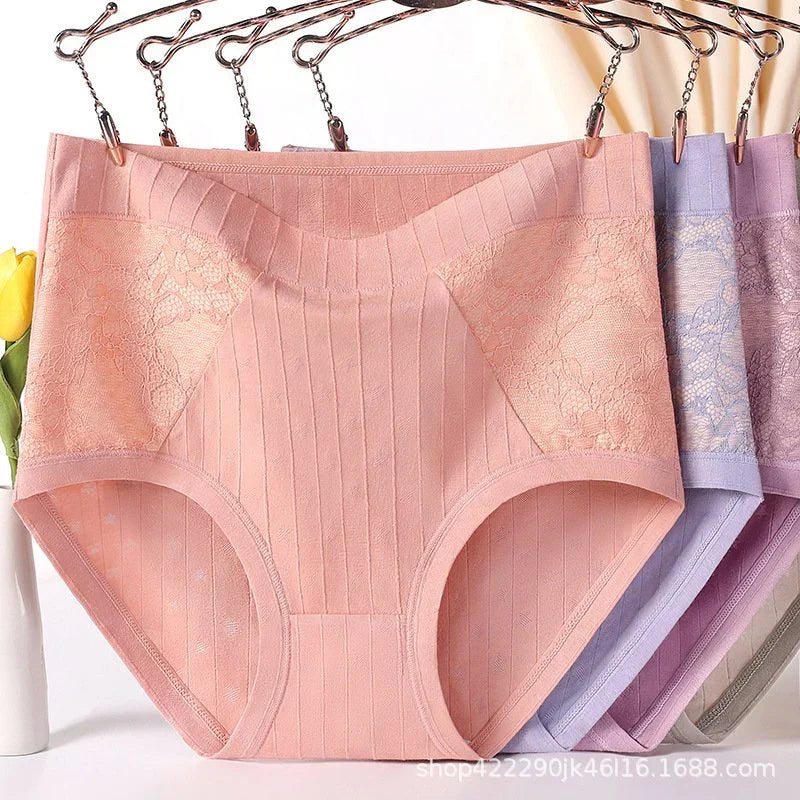 LARGE SIZE HIGH WAIST COTTON ANTIBACTERIAL ANTI SIDE LEAK UNDERWEAR