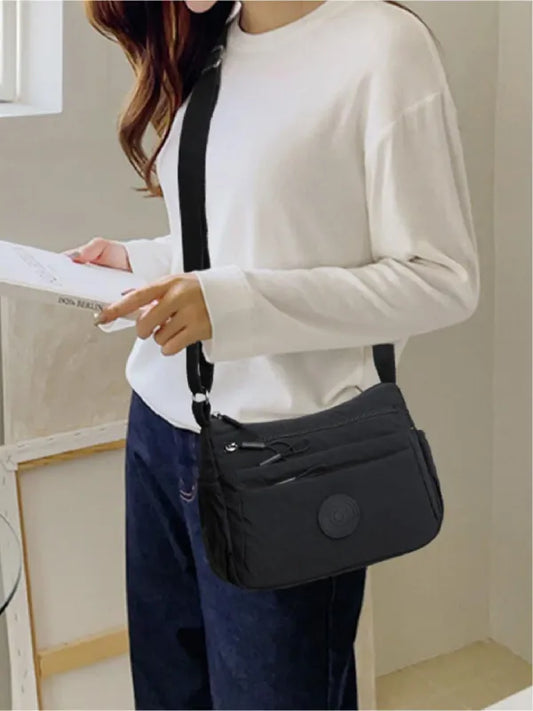👜 Women Solid Color Crossbody Bag ✨ Multi-Pocket Zipper Fashion Daily Bag