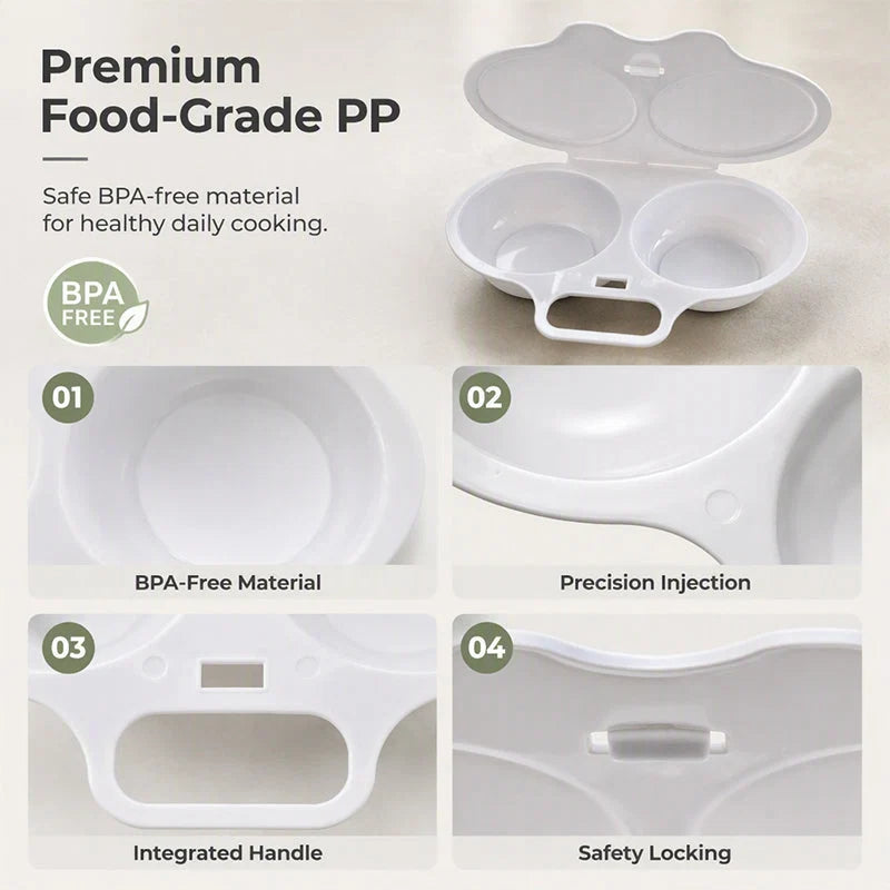 🥚 Perfect Poached Eggs in 2 Mins – No Oil, No Explosion. Microwave Egg Cooker with Splash-Proof Lid.