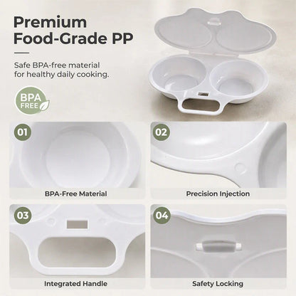 🥚 Perfect Poached Eggs in 2 Mins – No Oil, No Explosion. Microwave Egg Cooker with Splash-Proof Lid.