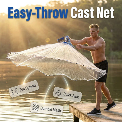 📢📢50% OFF !! Free Shipping⏰ Easy-Throw Cast Net – Heavy-Duty Mesh, Rapid Sinking, Versatile 🌊