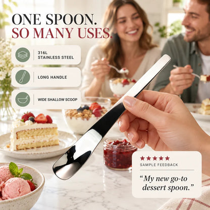🔥HOT SALE🔥Stainless Steel Dessert Spoon with Long Ergonomic Handle