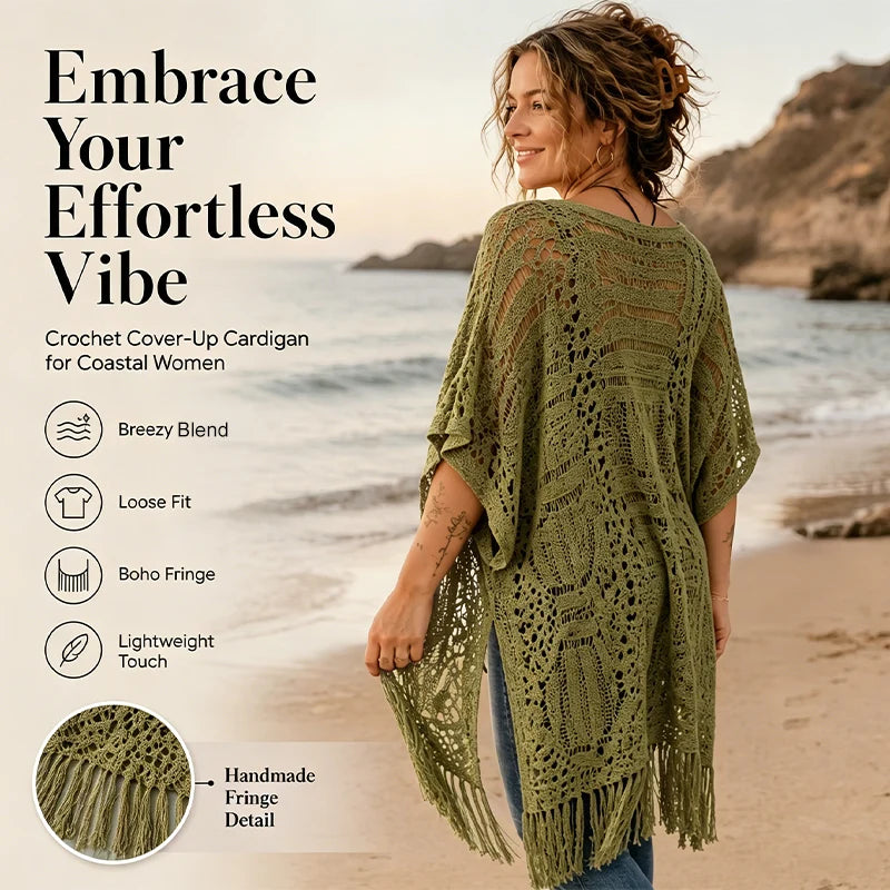 🔥Limited Time 50% Off!😍Women’s Oversized Knit Cardigan – Lightweight Crochet Tassel Kimono for Spring & Summer 🌸