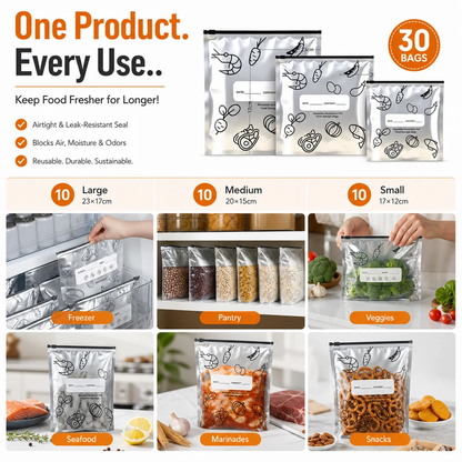 🛡️🥬 Reusable thickened upright aluminum foil sealing storage bags with labelschu'fang