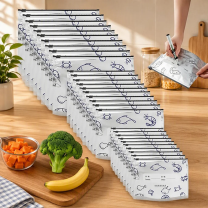 🛡️🥬 Reusable thickened upright aluminum foil sealing storage bags with labelschu'fang