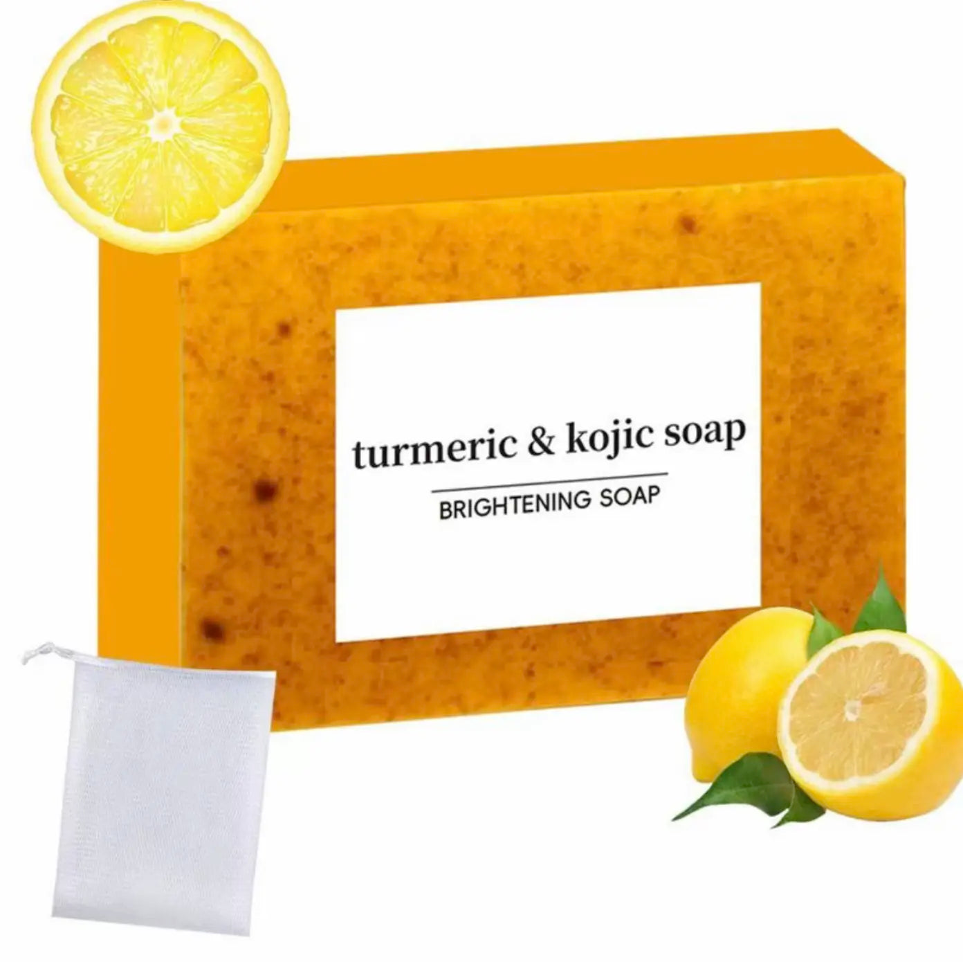 Lemon Turmeric Kojic Soap,Natural Handmade Soap,Turmeric Soap Bar for Face and Body, Smooth Skin Tumeric Soaps,Deep Cleansing Soap for Men & Women