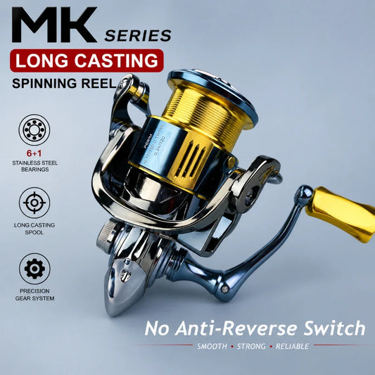 MK Series Long-Cast Spinning Reel – No Anti-Reverse Switch
