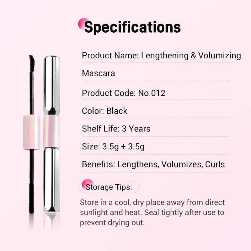 💕50% OFF 💕Double-Ended Waterproof Lengthening & Curling Mascara