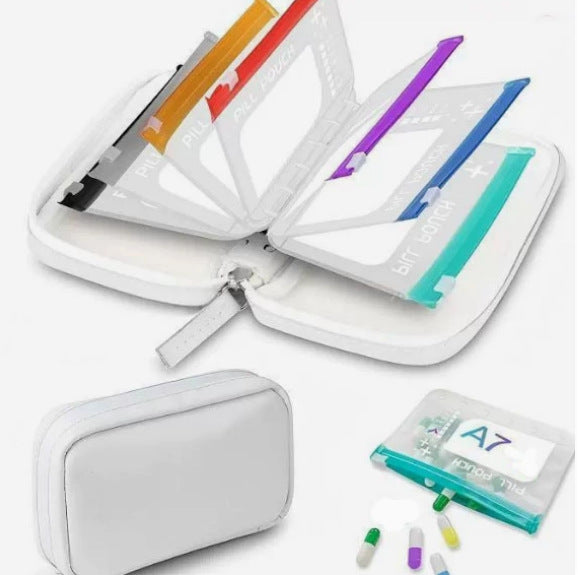 ✨2‑Week Pill Organizer Binder Case 💊 Travel Waterproof Medication Storage Bag