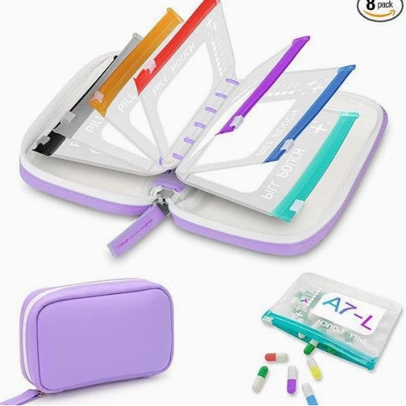✨2‑Week Pill Organizer Binder Case 💊 Travel Waterproof Medication Storage Bag