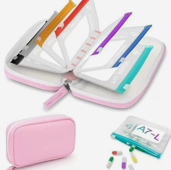 ✨2‑Week Pill Organizer Binder Case 💊 Travel Waterproof Medication Storage Bag