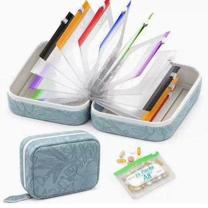 ✨2‑Week Pill Organizer Binder Case 💊 Travel Waterproof Medication Storage Bag