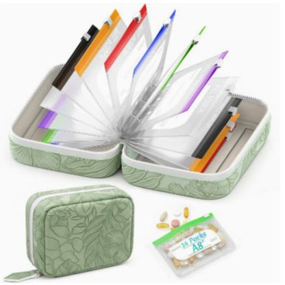 ✨2‑Week Pill Organizer Binder Case 💊 Travel Waterproof Medication Storage Bag