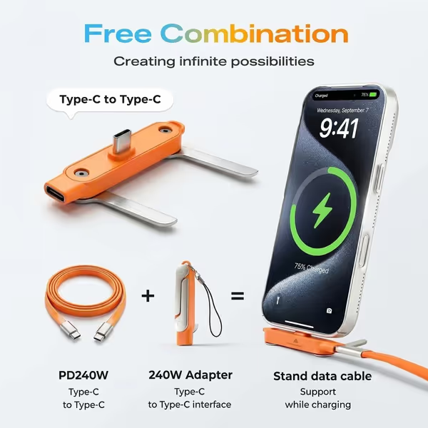 🔥🔥 Magnetic Fast Charging Cable with Detachable Phone Stand