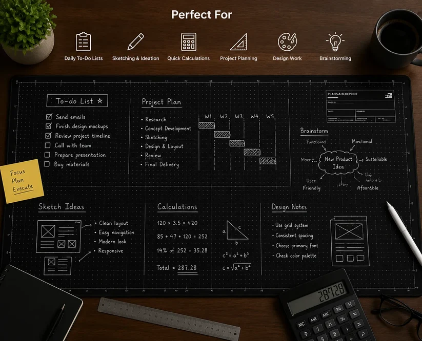 🖊️✨The Blueprint Deskmat Includes the Blueprint Marker💻🖱A Double-Sided Deskmat to Draw, Erase & Redraw As Needed. 📝