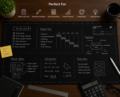 🖊️✨The Blueprint Deskmat Includes the Blueprint Marker💻🖱A Double-Sided Deskmat to Draw, Erase & Redraw As Needed. 📝