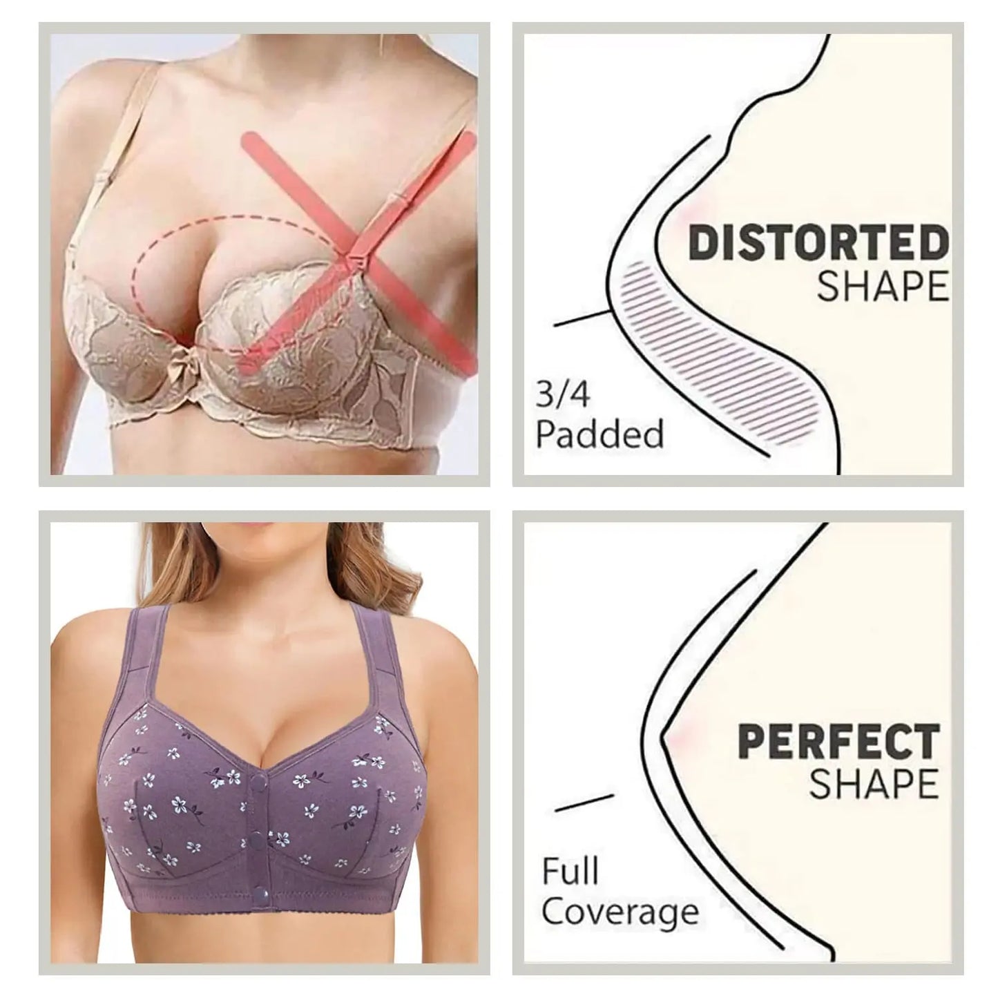 Daisy Bra - LAST DAY 70% OFF - Comfortable & Convenient Front Button Bra