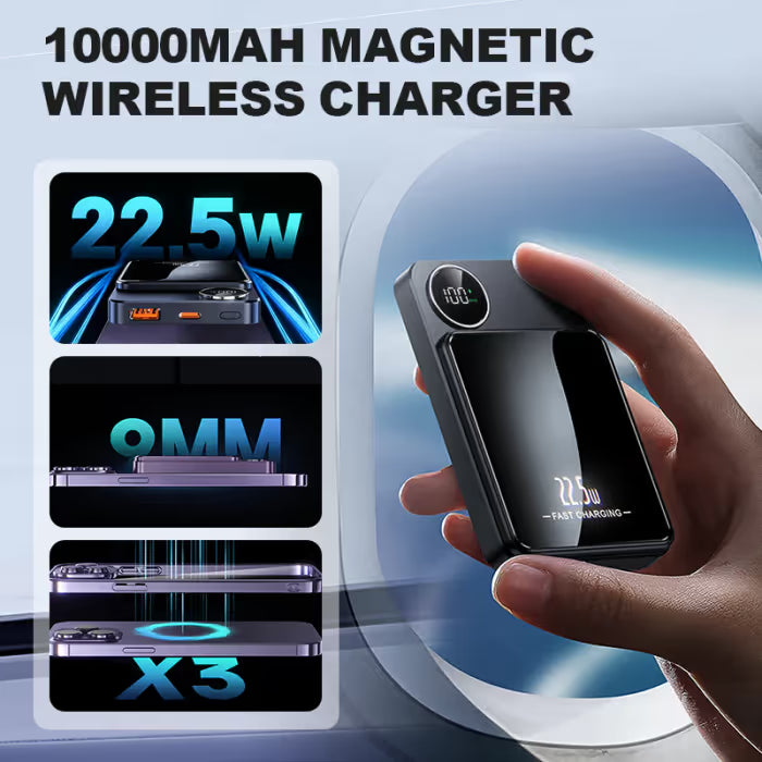 🔋✨Professional Magnetic Charger for Travelers & Professionals 🧲| 22.5W Wired & 15W Wireless | 10,000 mAh | Fast Delivery💥