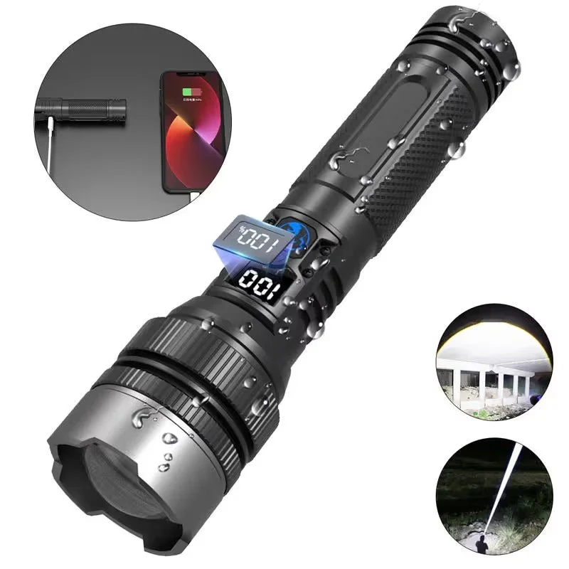 🔦High-Power Rechargeable ZoomFlashlight - 2000LM, Power Bank & DigitalBattery Display