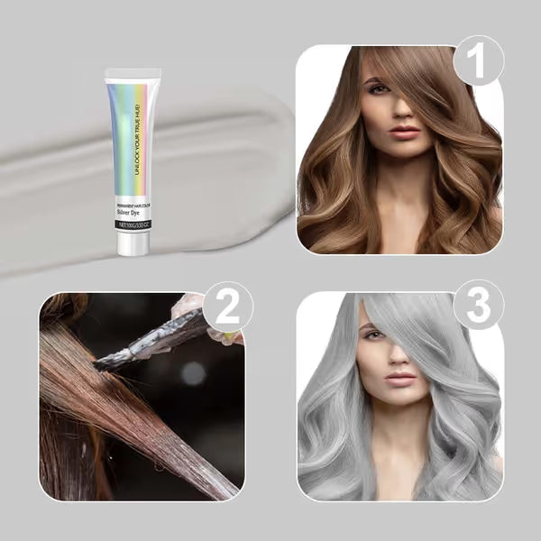 💥 2-in-1 Natural Essence Extract Silver Hair Dye