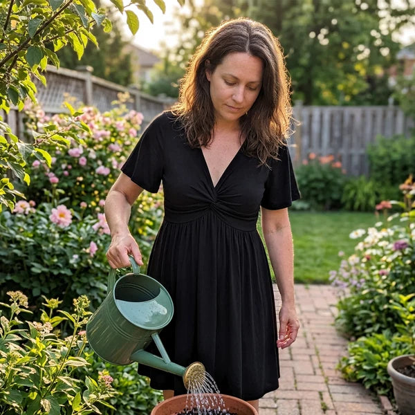 👗 50% OFF NOW! 🌸 Elegant V-Neck Twist Front Dress with Pockets – Flattering ruched waist, breathable & flowy – perfect for work, weddings or date nights – chic and functional 💃