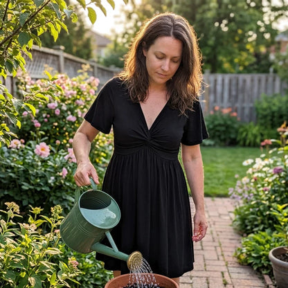 👗 50% OFF NOW! 🌸 Elegant V-Neck Twist Front Dress with Pockets – Flattering ruched waist, breathable & flowy – perfect for work, weddings or date nights – chic and functional 💃