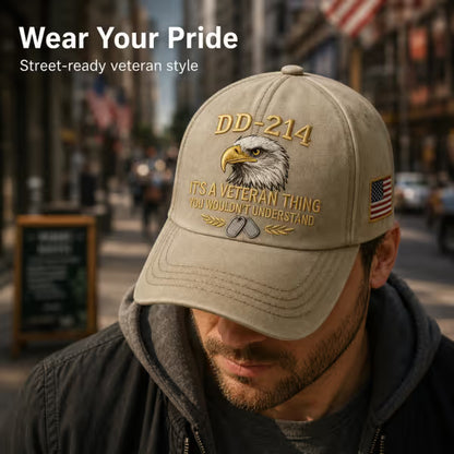 DD-214 Veteran 3D Embroidered Cap - “IT'S A VETERAN THING YOU WOULDN'T UNDERSTAND”🎁 Free Honor Coin With Every Cap Purchase