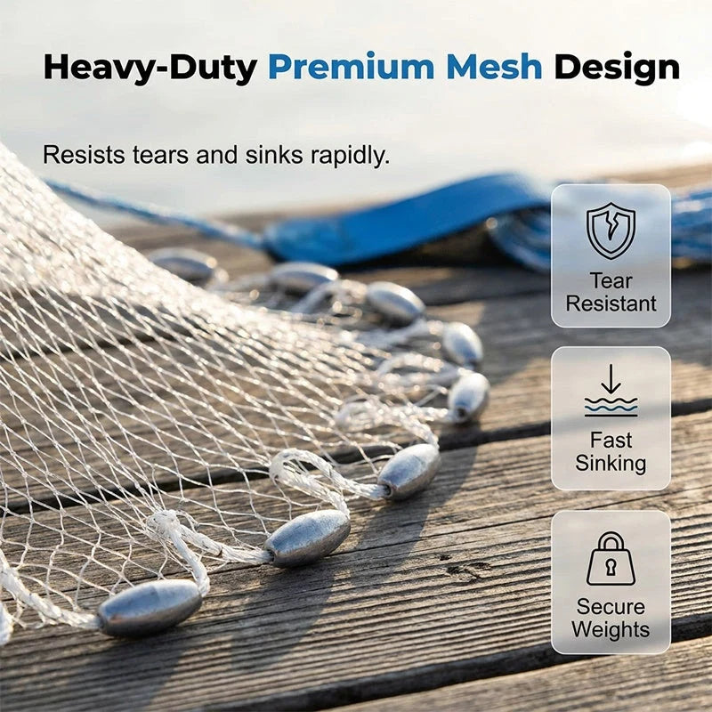 📢📢50% OFF !! Free Shipping⏰ Easy-Throw Cast Net – Heavy-Duty Mesh, Rapid Sinking, Versatile 🌊