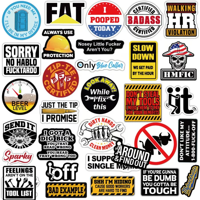 ✨Please add a little more fun to your ordinary life ——150Pcs BlueCollar Funny Stickers👷‍♂️