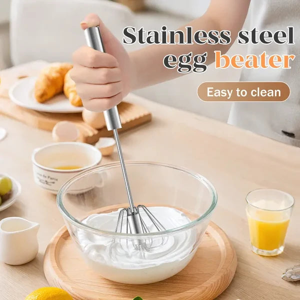 🥄✨ 10 inch Stainless Steel Hand-Push Rotary Whisk – Effortless Mixing in Seconds!