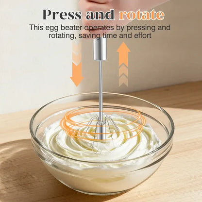 🥄✨ 10 inch Stainless Steel Hand-Push Rotary Whisk – Effortless Mixing in Seconds!