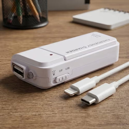 Portable Emergency Phone Charger AA Battery Powered Power Bank with LED Flashlight