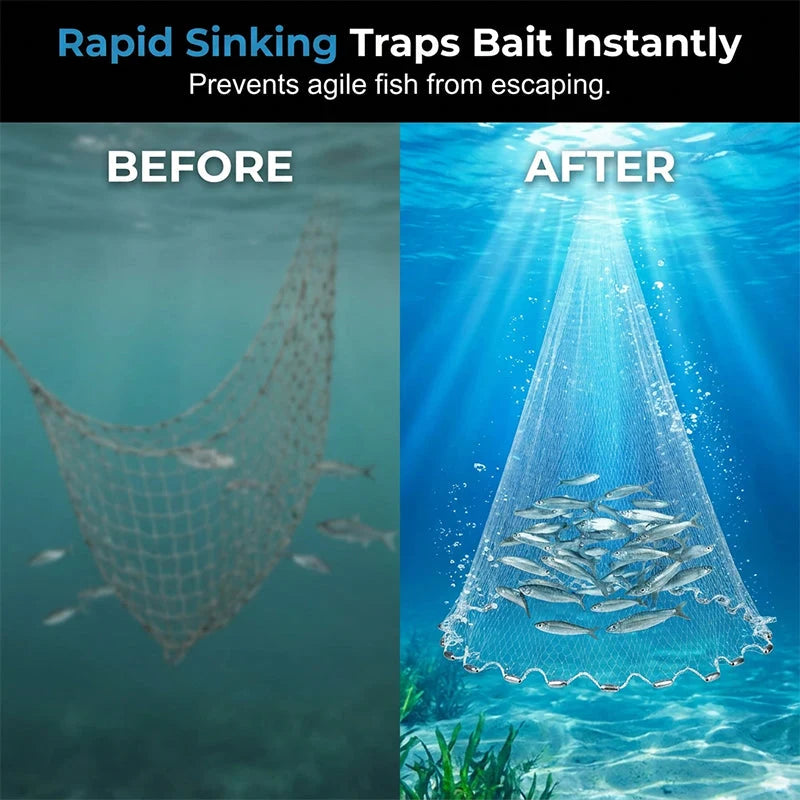 📢📢50% OFF !! Free Shipping⏰ Easy-Throw Cast Net – Heavy-Duty Mesh, Rapid Sinking, Versatile 🌊