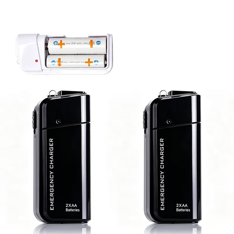 Portable Emergency Phone Charger AA Battery Powered Power Bank with LED Flashlight
