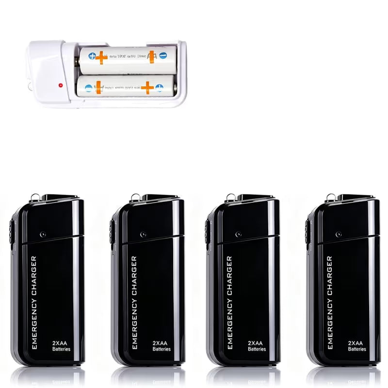 Portable Emergency Phone Charger AA Battery Powered Power Bank with LED Flashlight