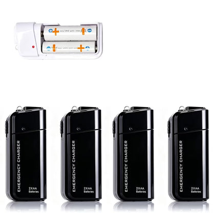 Portable Emergency Phone Charger AA Battery Powered Power Bank with LED Flashlight