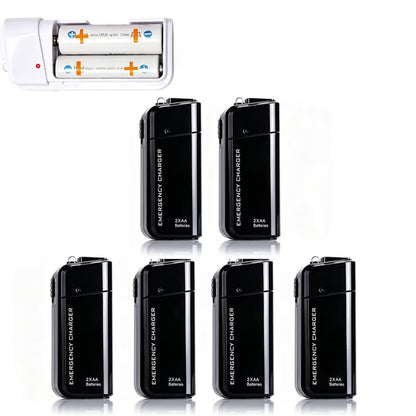 Portable Emergency Phone Charger AA Battery Powered Power Bank with LED Flashlight