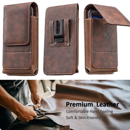🏆 Last Day Special Price ! 🔥Premium Men's PULeather Cell Phone📱 HolsterPouch👛