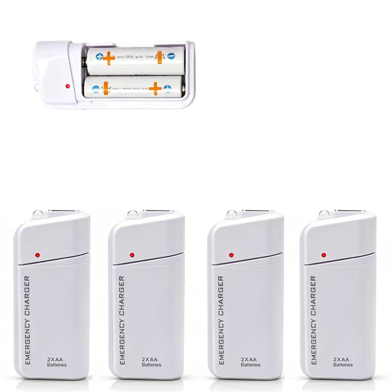 Portable Emergency Phone Charger AA Battery Powered Power Bank with LED Flashlight