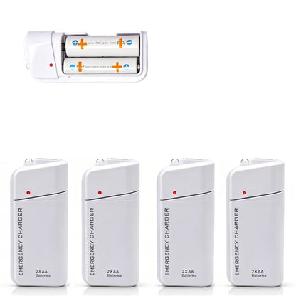 Portable Emergency Phone Charger AA Battery Powered Power Bank with LED Flashlight