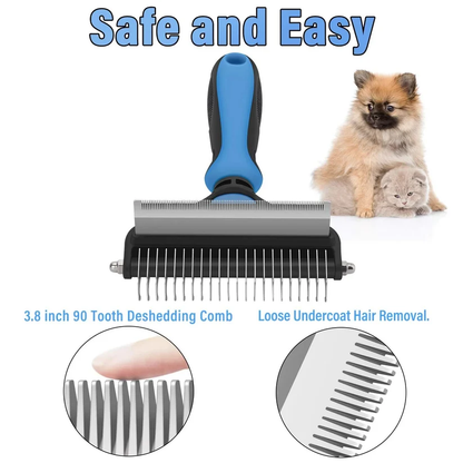 🐾Professional double-sided pet hair removal tool for dogs and cats—gentle and highly effective for a hair-free home.🐈