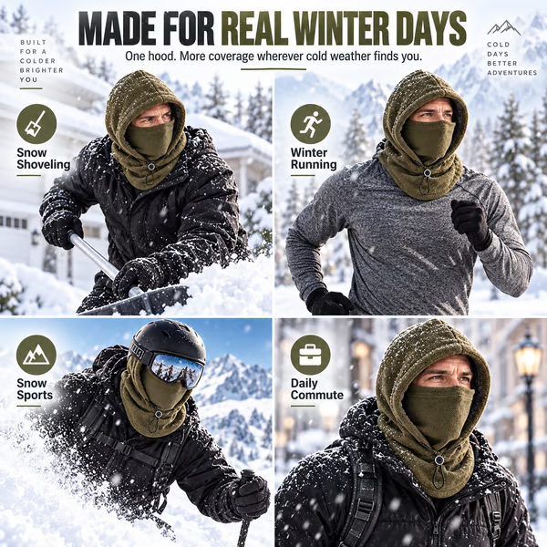 ❄️3-in-1 Winter Windproof Balaclava—All-around winter protection for the face and neck, designed for the outdoors