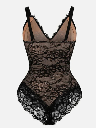 Feelingirl Lace V Neck Full Bodysuit