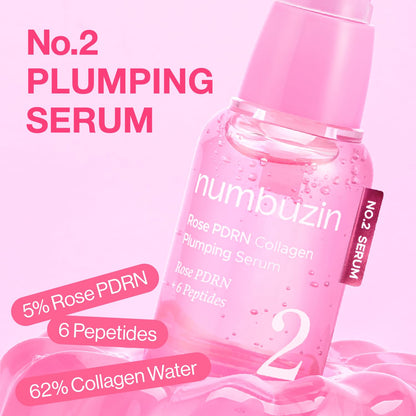 numbuzin No.2 Rose PDRN Collagen Plumping Serum, Hydrating & Firming Serum with Peptides, Plump, Glowing Skin,