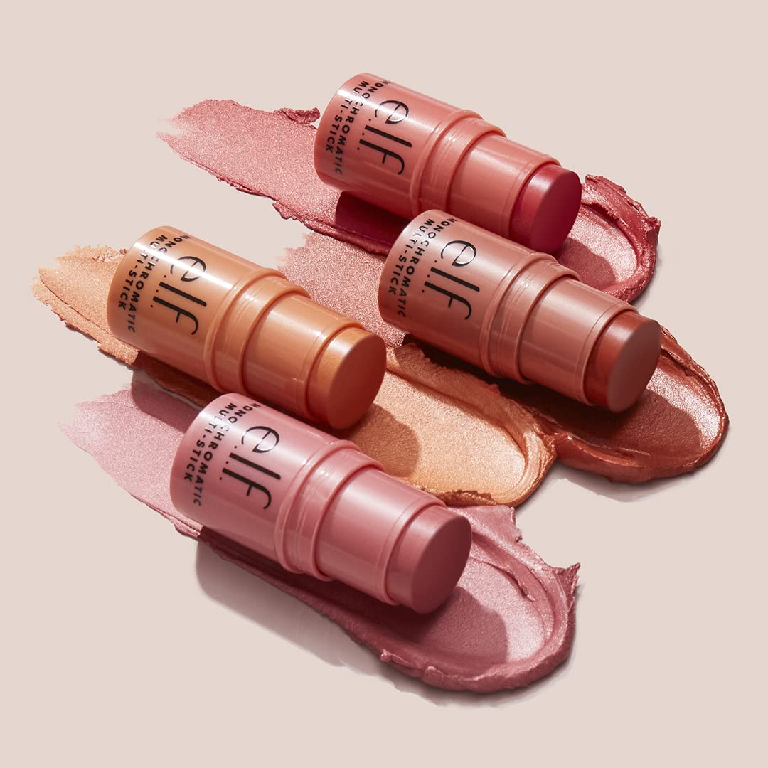 e.l.f. Monochromatic Multi Stick, Travel-Sized Luxuriously Creamy & Blendable Color, For Eyes, Lips & Cheeks, Vegan & Cruelty-Free, Dazzling Peony,