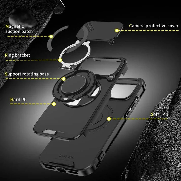 📱 LIMITED TIME 50% OFF! 🧲 Magnetic Phone Case with Ring Stand for iPhone – Military-Grade Drop Protection, 360° Rotatable Stand & Slide Camera Cover ✨