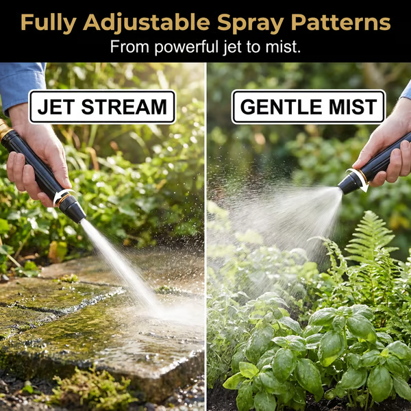👍Heavy-duty solid brass adjustable rotating hose nozzle💦